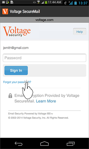 Forgot Password screen